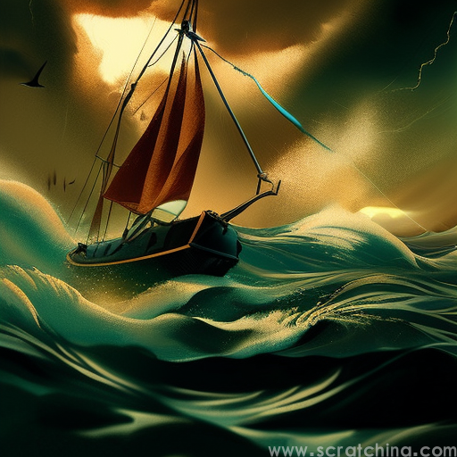 AI绘画暴风雨中的帆船